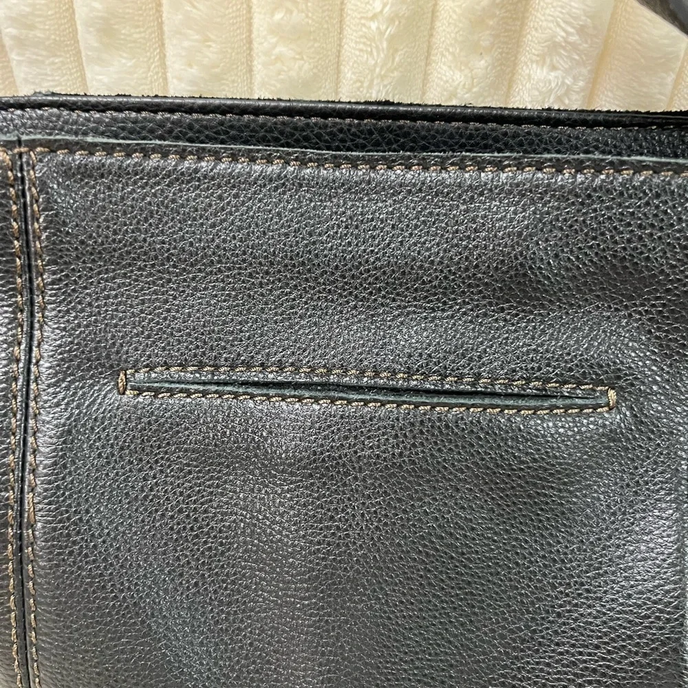 The Sak Brown Pebble Leather Shoulder Bag With Contrast Stitching